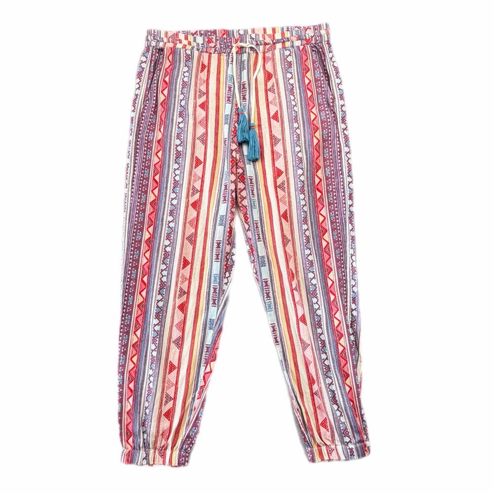 Sundance Stripe 100% Cotton Pull On Boho Hippie Festival Maximalist Jogger Pants